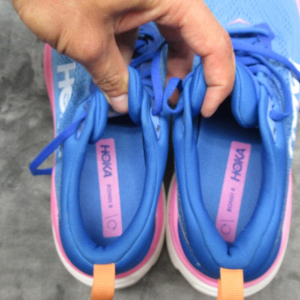Hoka Womens 9/9.5B Running Shoes  Blue Bondi 8 Chunky Lightweight Mismatch READ - Picture 15 of 16